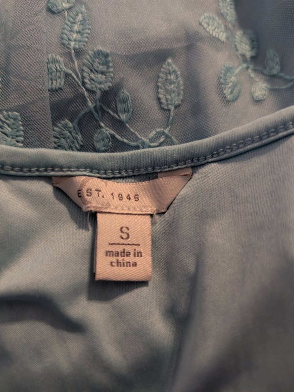 Est 1946 aqua blue sheer top with lining - S - Picture 6 of 6